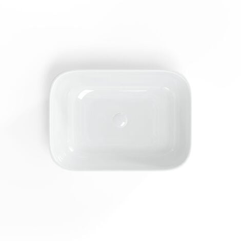 Swiss Aqua Technologies Lavabo sobre encimera Infinitio 45,5 x 32,5 cm, sin rebosadero, Blanco brillante (SATINF4532)