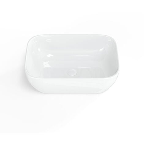 Swiss Aqua Technologies Lavabo sobre encimera Infinitio 45,5 x 32,5 cm, sin rebosadero, Blanco brillante (SATINF4532)