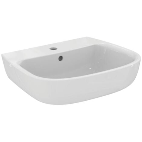 Porcher Kheops Lavabo de porcelana vítrea de un seno, con rebosadero, 600 x 190 x 460 mm, blanco (P098401)