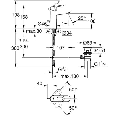 Grohe Mezclador monomando de lavabo BauLoop tamaño M (23762000)