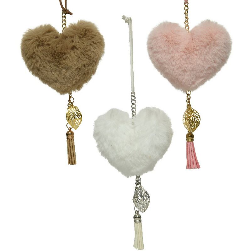 Lot De 4 Coeurs Suspendus En Plumes - Rouge - Tailles Assorties - Neufs