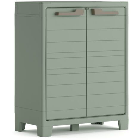 Keter – Armoire de jardin basse résistante aux UV et à l'eau – Dimensions 80x44x100cm – 2 étagères réglables – Capacité 30kg par étagère