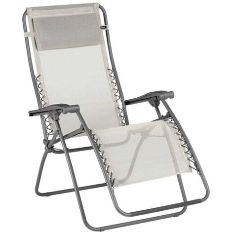 Fauteuil Relax Transat Jardin - Chaise Longue Zéro Gravité - Rsxa - Batyline® Iso - Beige Seigle - Lafuma Mobilier