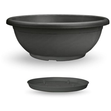 Veca – Bol Naxos avec soucoupe imbriquée anthracite 30 cm – Résistant aux chocs et aux variations de température – Écologique et recyclable
