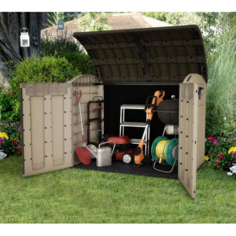 Keter – Coffre de jardin 2000L en polypropylène traité anti-UV – Dimensions 177 x 113 x 134 cm – Ouverture avec vérins hydrauliques (1/10)