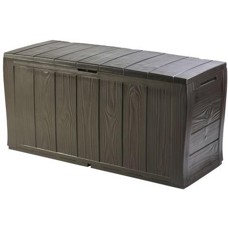 Keter – Coffre de jardin en résine 270L – Dimensions 117x45x57.5 cm – Panneaux en bois – Résistant aux UV et intempéries – Assemblage rapide (1/3)