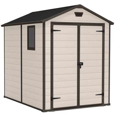 Keter – Abri de jardin résine 6x8 – Dimensions extérieures 185,8x236,8x227cm – Ventilation et fenêtre fixe – Plancher inclus