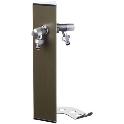 Colortap Colonne d'eau murale WALL Verte kaki - 40 cm - Aluminium - Double robinet