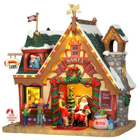 Lemax – Cabane du Père Noël avec alimentation 4,5 V – Porcelaine – Dimensions 15,5 x 19,2 x 20,7 cm – Réf. 35554