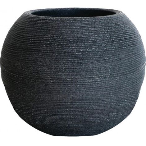 Caspo' Sfera Rigata Vase Shabby en résine diamètre 40cm - Couleur : Pearl White - Colore: Grigio Ghisa