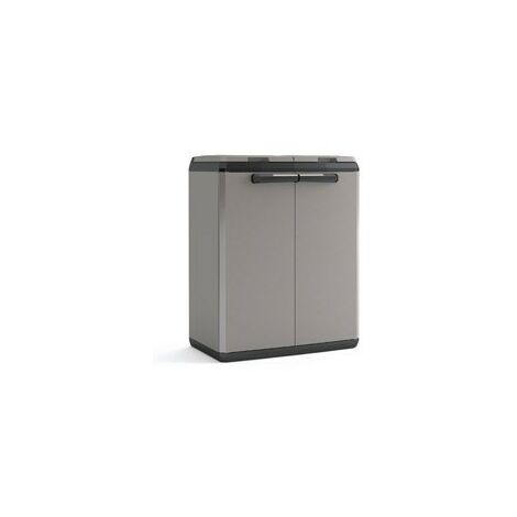 Keter – Armoire de recyclage Split Basic 68 x 39 x 85 cm – Polypropylène recyclé – Résistante aux intempéries et aux UV – Ouverture manuelle avec 2 couvercles