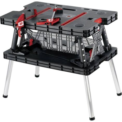 Keter – Établi modulable pliable noir – Charge maximale 450 kg – Dimensions 75,5 x 91 x 55,5 cm – Pour chantiers et espaces confinés