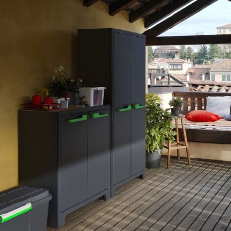 Keter Moby Alto Xl - Armoire Étanche Certifié Ipx3 - Double Poignée Couleur (Vert ou Gris) - ISTA 6 - 80X44X182H