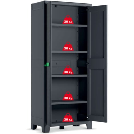 Keter Moby Alto Xl - Armoire Étanche Certifié Ipx3 - Double Poignée Couleur (Vert ou Gris) - ISTA 6 - 80X44X182H