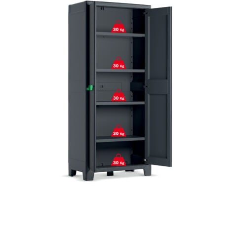 Keter Moby Alto Xl - Armoire Étanche Certifié Ipx3 - Double Poignée Couleur (Vert ou Gris) - ISTA 6 - 80X44X182H