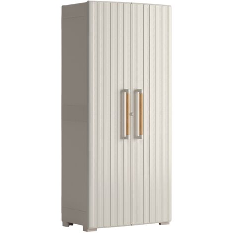 Keter – Armoire d'atelier étanche 80x45x180 cm – 8 étagères réglables – Portes verrouillables – Matériau plastique recyclé