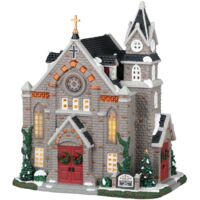 Lemax – Église Saint-Luc avec alimentation électrique – Porcelaine de haute qualité – Dimensions 22,5 x 18,5 x 14,2 cm – Bâtiment illuminé
