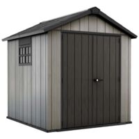 Keter – Abri de jardin résine à peindre 229x223cm – Structure double couche – Système DUOTECH pour aspect bois – Assemblage facile