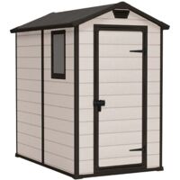 Keter – Abri de jardin résine 4x6 – Dimensions extérieures 130x192x198cm – Ventilation et fenêtre fixe – Plancher inclus pour outils secs