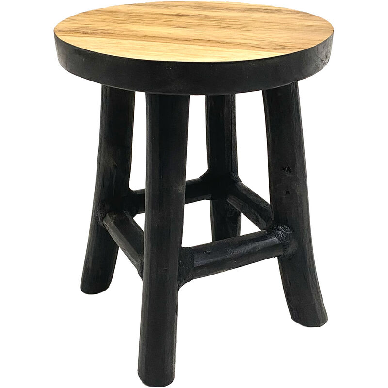 Holz Pflanzen Hocker Mit 3 Füßen Runder Blumenhocker Aus Massivholz – 24x24x15 Cm, 3 Füße, Wetterfest, Als Pflanzenständer Für Drinnen & Draußen