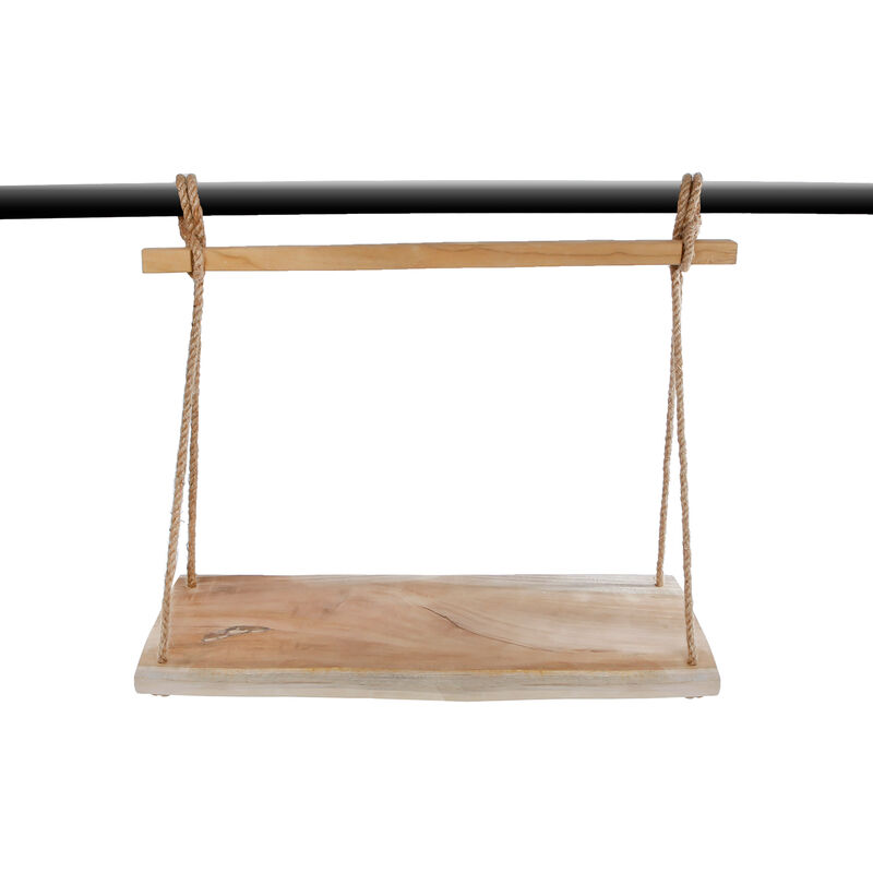Teak Hängeregal mit Naturkordel 50 x 23 cm Holz Wandregal zum