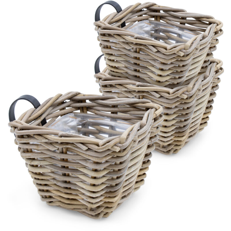 Rattan Balkonkasten natur 3er Set - 15 x 15 cm - Weide Pflanzkorb mit  Halterung - Balkon Garten Blumenkasten Pflanztopf Blumenkorb zum Einhngen  an Gelnder