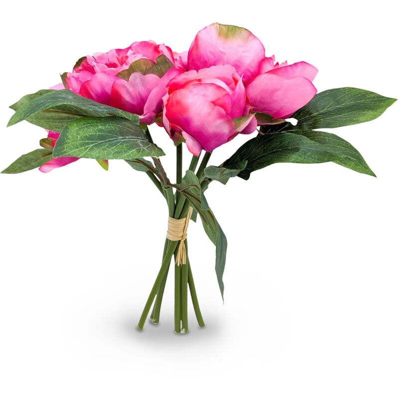 Pfingstrosen Strau knstlich 30 cm - fuchsia - Deko Blumenstrau gebunden  - Strau Kunst Ponie Dekorpflanze Kunstblumen Blumen Bouquet knstlich