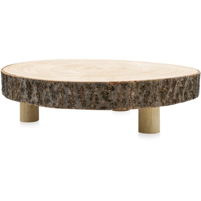 Holz Pflanzen Hocker Mit 3 Füßen Runder Blumenhocker Aus Massivholz – 24x24x15 Cm, 3 Füße, Wetterfest, Als Pflanzenständer Für Drinnen & Draußen