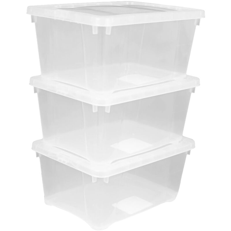 Kunststoff Aufbewahrungsbox transparent - 8 L / 3er Set - Universal  Klasicht Box mit Deckel 37 x 26 cm 