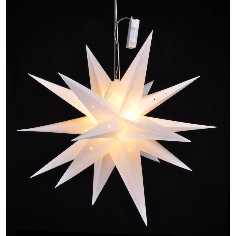 LED Weihnachtsstern 58 cm - 12 LED - Deko Stern mit Auto Timer zum hängen