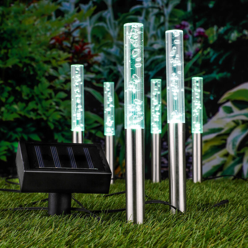 6er mit Leuchten Solar Bubbles - Farbwechsel Garten - Set Lampen LED Dekoration