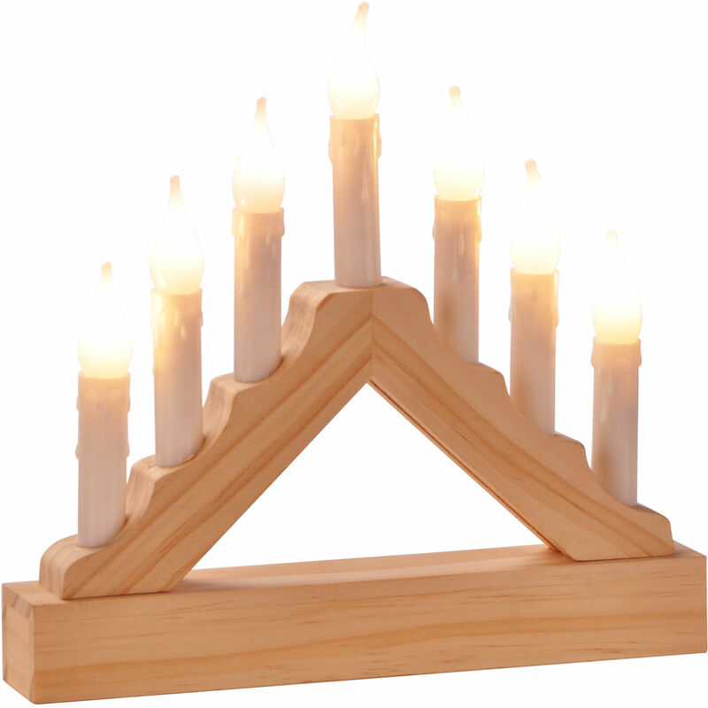 Mini Holz Schwibbogen - 21 cm - mit 7 LED Kerzen