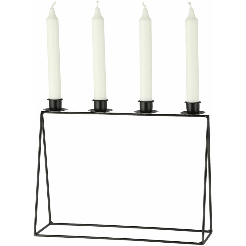 - Kerzenleuchter Kerzenständer 32cm Adventskerzen - 4 für Stabkerzen - für modern Metall Tischdeko Kerzenhalter eckig