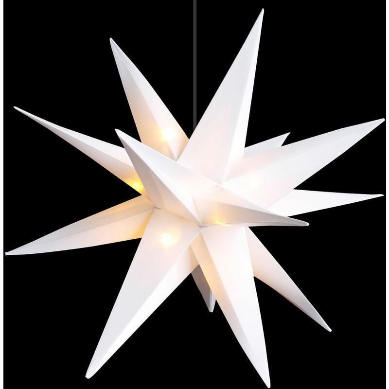 LED Weihnachtsstern 3D warm weiß - 25 cm - Leuchtstern mit Timer für Außen  - Weihnachten Advent Winter Deko