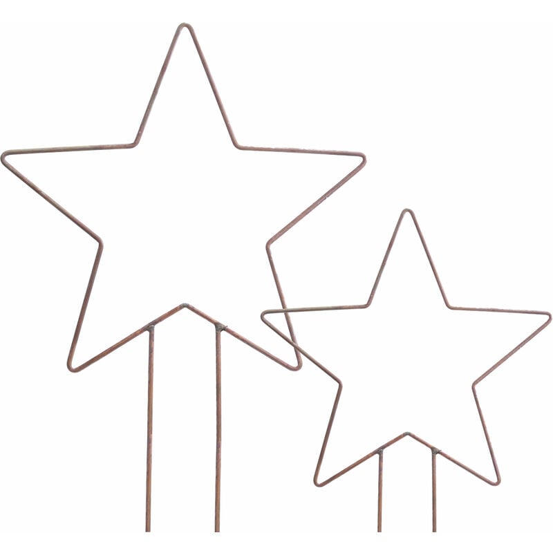Metall Garten Stecker Rost Stern 2er Set 81 / 63 cm Weihnachts