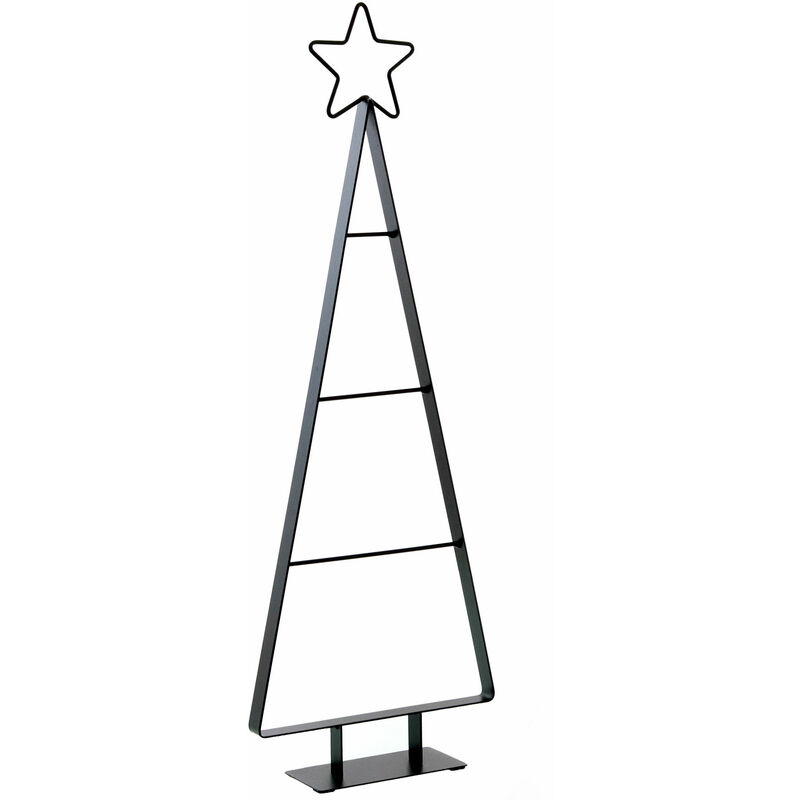 Metall Tannenbaum in schwarz mit Stern Spitze 66 cm Deko Ständer