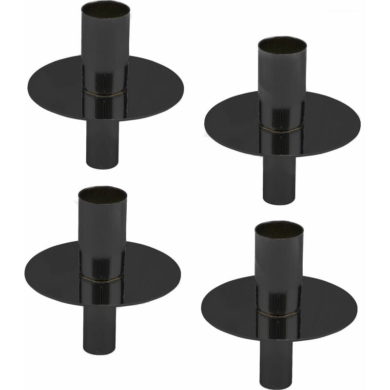 Metall Flaschen Kerzenhalter schwarz - 4er Set / 8 cm - Kerzenständer für  Stabkerzen und Tafelkerzen - Weihnachten Advent Kerzen