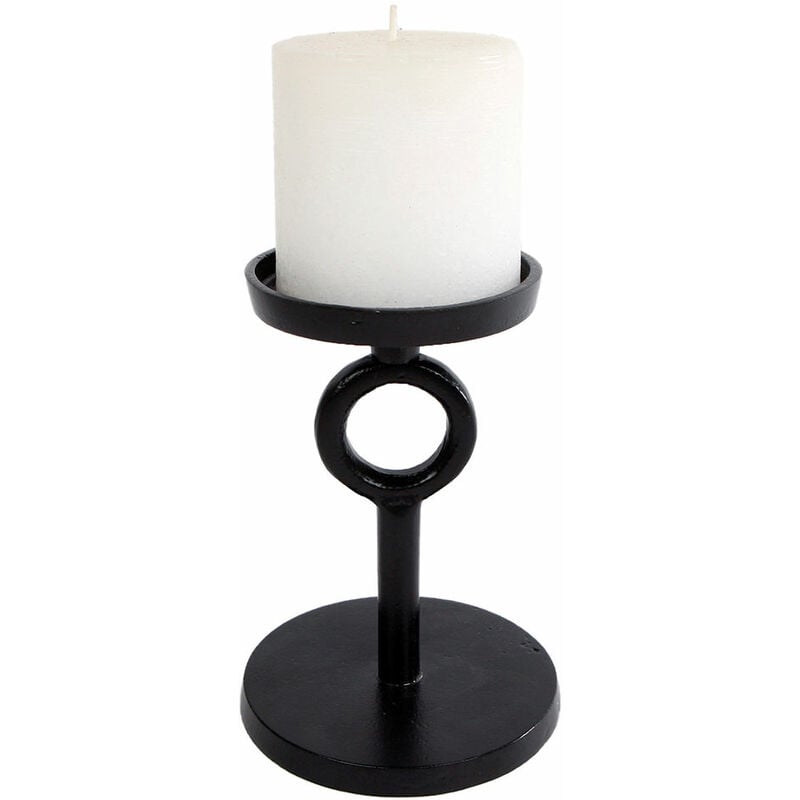 Halter Kerzen cm Deko - schwarz modern Metall rund Alu Kerzenständer 14 Tisch Stumpen klein -