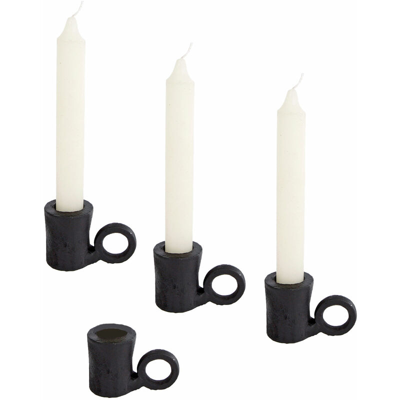 Eleganter Deko Kerzenhalter ca. 4,5 cm im 4er Set aus Metall in schwarz mit  Griff -