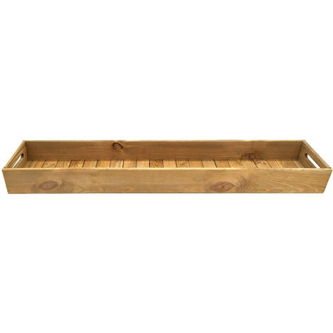XXL Holz Dekotablett - 95 x 18 cm - Serviertablett extra lang mit Griffen - Kerzentablett Servierschale Tisch Deko Servier Kerzen Brett Weihnachten