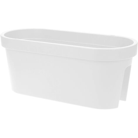 Balkon Geländer Blumentopf oval - weiß / 60 cm - Geländer Pflanztopf Blumenkasten zum Einhängen