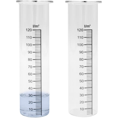 Regenmesser Ersatzglas mit Skala - 2er Set - Niederschlagsmesser für Wetterstationen - Wassermengenmesser Zylinder Messglas Ersatz Glaszylinder Wetterstationzubehör