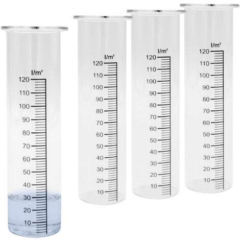 Regenmesser Ersatzglas mit Skala - 4er Set - Niederschlagsmesser für Wetterstationen - Wassermengenmesser Zylinder Messglas Ersatz Glaszylinder Wetterstationzubehör