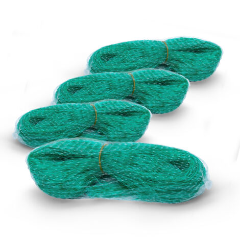 Vogelschutznetz grün engmaschig 4er Set - 5 x 4 m - Pflanzenschutznetz Maschenweite 30 x 30 cm - Erdbeernetz Himbeer Brombeer Strauch Blumen Beet Schutznetz Teichabdeckung Laubnetz Baumschutznetz