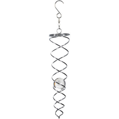 Metall Windspirale TWISTER silber - 20 cm - Deko Windspiel mit Glas Kugel - Sonnenfänger Lichtspiel für Garten Balkon Fenster