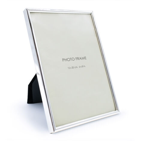 Fotorahmen zum Stellen aus Metall in silber - für 13 x 18 cm - Gerundeter Bilderrahmen rechteckig für Hoch- und Querformat Fotos - Portaitrahmen Wechselrahmen horrizontal vertikal
