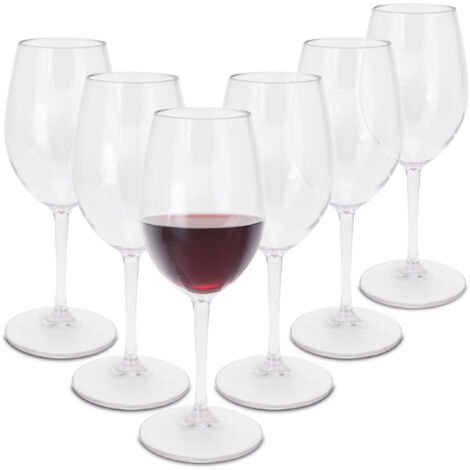 Mehrweg Kunststoff Weinglas 330 ml kratzfest - 6er Set - Camping Weinkelch wiederverwendbar - Weinkelch für Rotwein Weißwein Stielglas Plastik Wein Glas