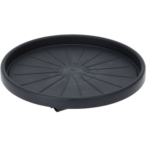 Kunststoff Pflanzentrolley anthrazit für runde Töpfe - 35 cm - Blumentopf Unterteller rollbar mit 4 Rollen - Pflanzenroller Pflanzenwagen Rollbrett