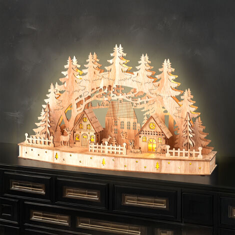 Spetebo Holz-Dekoleuchte 'Frohe Weihnachten' – 10 LED, 45x30 Cm, Batteriebetrieb Für Fenster Oder Tisch