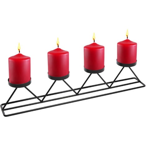 GWAEPU Adventskranz Kerzenhalter Aus Metall & Holz - Schwarzer Teelichtständer Für Weihnachtsdeko